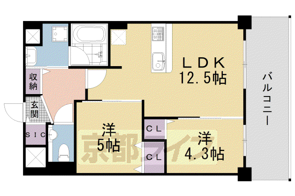 QUALIOR京都東山(2LDK/3階)の間取り写真