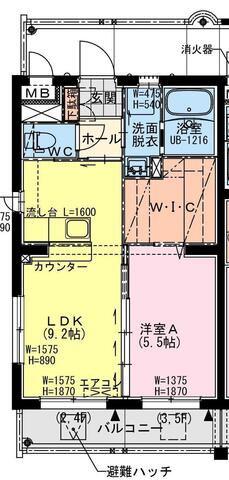 ソレアード権現(1LDK/5階)の間取り写真