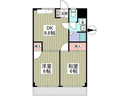 森田ハイツ(2DK/2階)の間取り写真