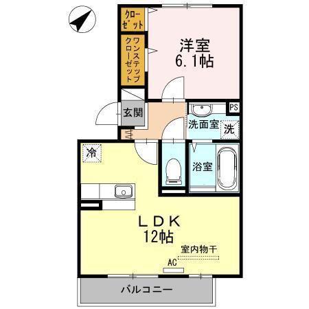 自由ヶ丘レジデンス(1LDK/2階)の間取り写真