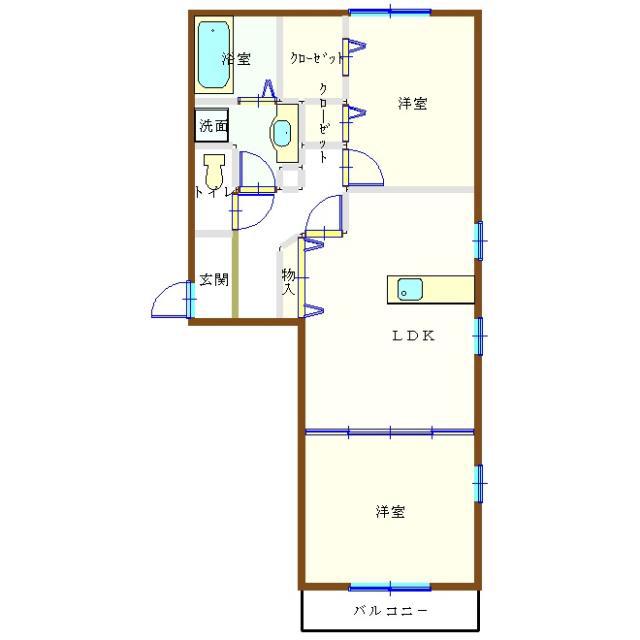 サンフォレスト一の宮(2LDK/2階)の間取り写真