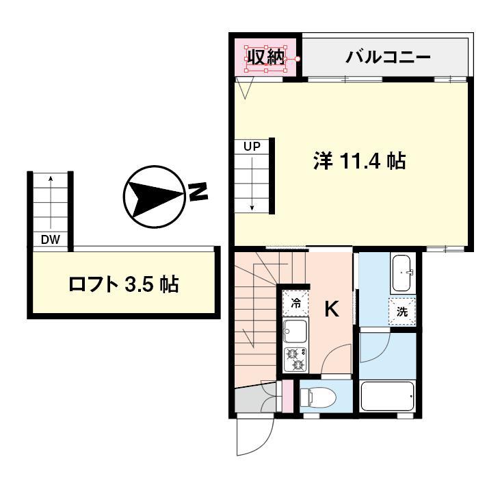 パ-ムグローヴ(1K/2階)の間取り写真