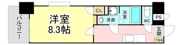 第25エルザビル(1K/6階)の間取り写真