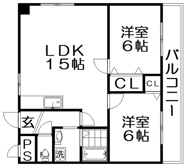 ディアコート秋(2LDK/5階)の間取り写真