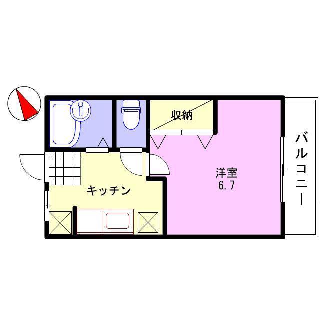 ハイツしらさぎB棟(1K/2階)の間取り写真