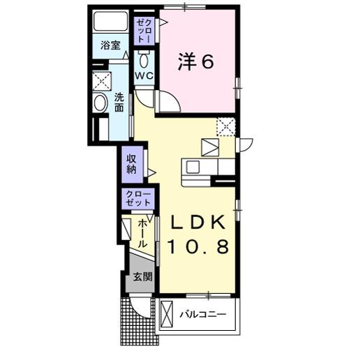 パティオ I(1LDK/1階)の間取り写真