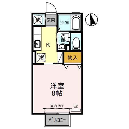 ミレーネ(1K/1階)の間取り写真