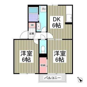 ユーハイツA(2DK/1階)の間取り写真