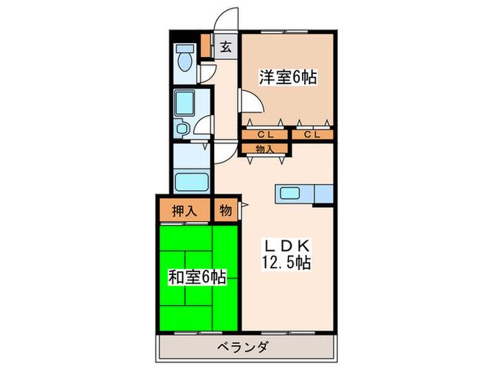コンフォール武蔵野(2LDK/2階)の間取り写真