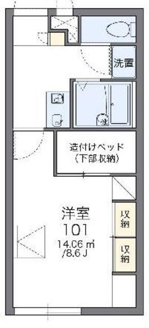 レオパレス春日(1K/1階)の間取り写真