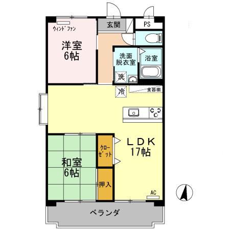 ファインビレッジ(2LDK/3階)の間取り写真