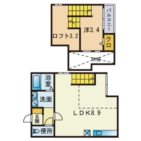 ポラリス九研Ⅶ(1LDK/1階)の間取り写真