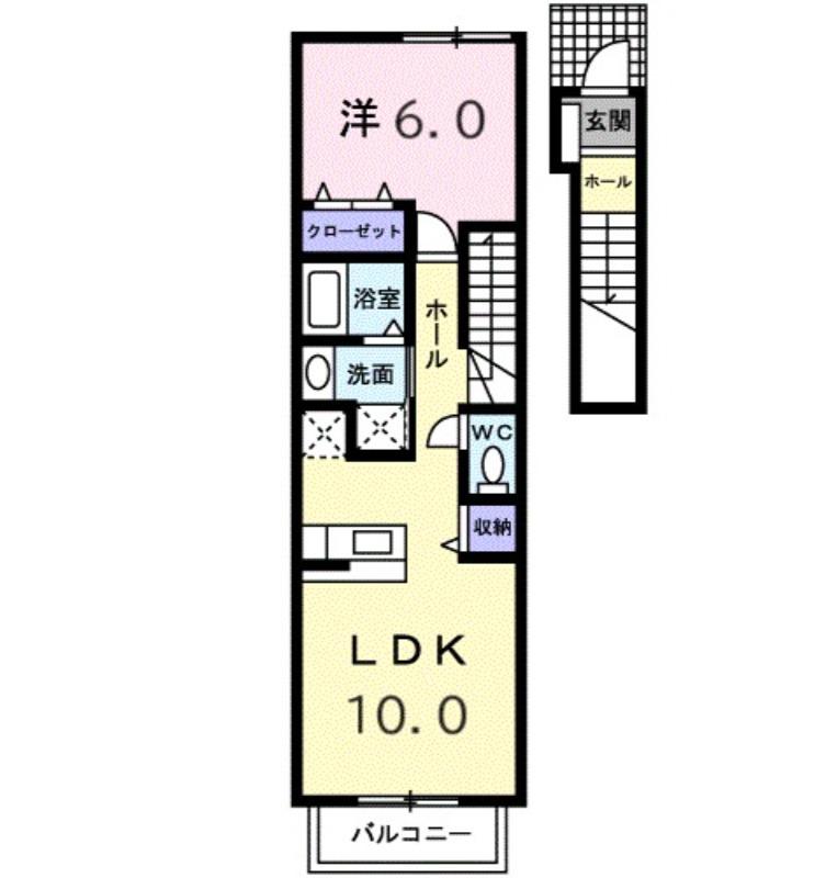 サンブロード(1LDK/2階)の間取り写真