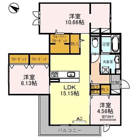 チェリーヒルズUENO(3LDK/3階)の間取り写真
