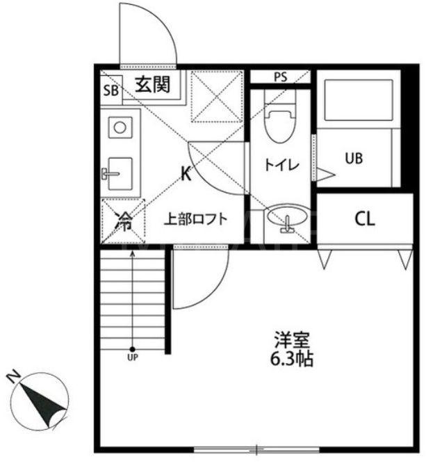 グリーンパーク(1K/2階)の間取り写真