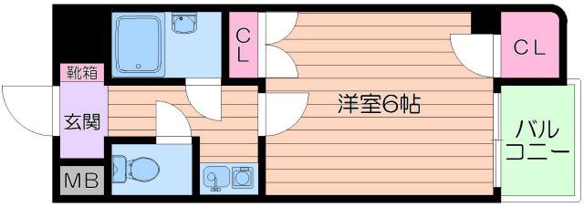 COLLECTION西田辺(1K/2階)の間取り写真
