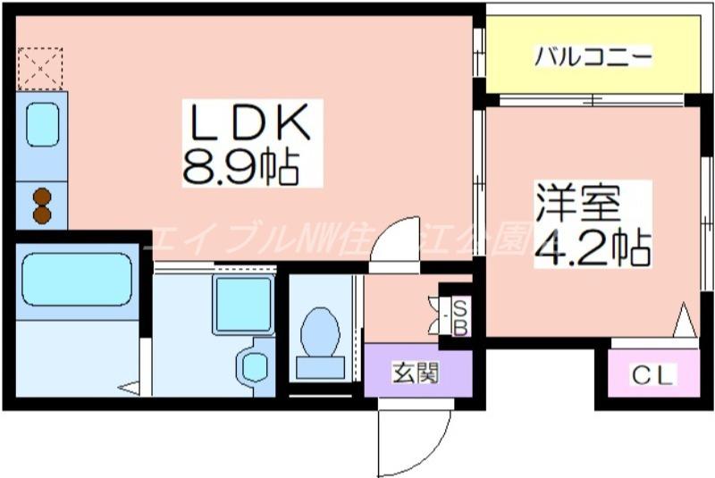 AIA難波南(1LDK/1階)の間取り写真
