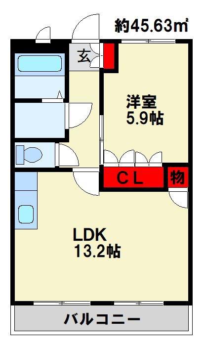 サンビレッジ翔II(1LDK/2階)の間取り写真