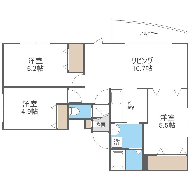 ワンダーコート清田(3LDK/3階)の間取り写真