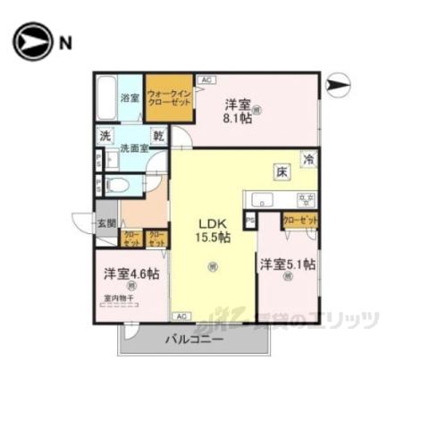 VILLA CALMA(3LDK/1階)の間取り写真