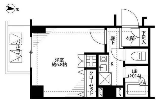 プレールドゥーク新宿曙橋(1K/4階)の間取り写真