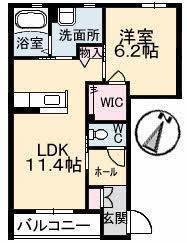 エクシード・ドミール A棟(1LDK/1階)の間取り写真