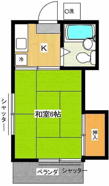 ハイム戸村I(1K/2階)の間取り写真
