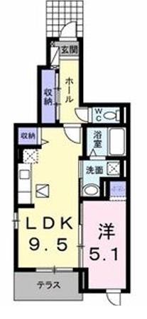 プレジール(1LDK/1階)の間取り写真