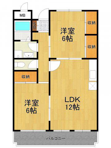 フリーダム中村(2LDK/3階)の間取り写真
