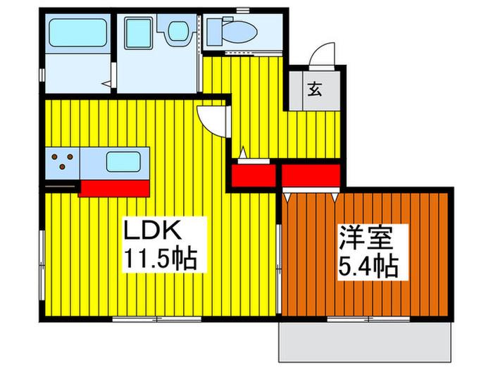 ル・トレゾール(1LDK/1階)の間取り写真