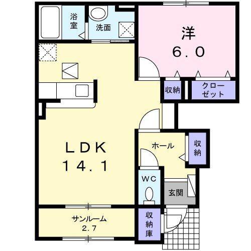 ラ フォンテ A(1LDK/1階)の間取り写真