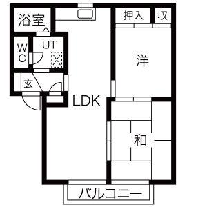 アーバンハイツ御幸山A棟(2LDK/2階)の間取り写真