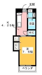ドムスフルール(1K/3階)の間取り写真