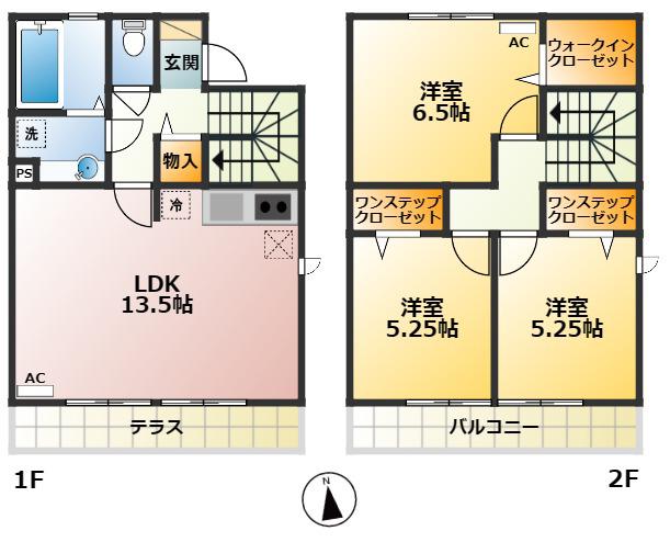 西武新宿線 西武柳沢駅 徒歩17分 2階建 築16年(3LDK/1階)の間取り写真