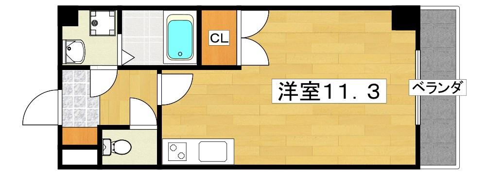 シャンポールかささぎ(ワンルーム/1階)の間取り写真
