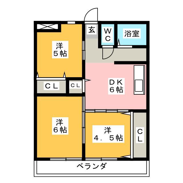 グリーンハイツ(2LDK/3階)の間取り写真