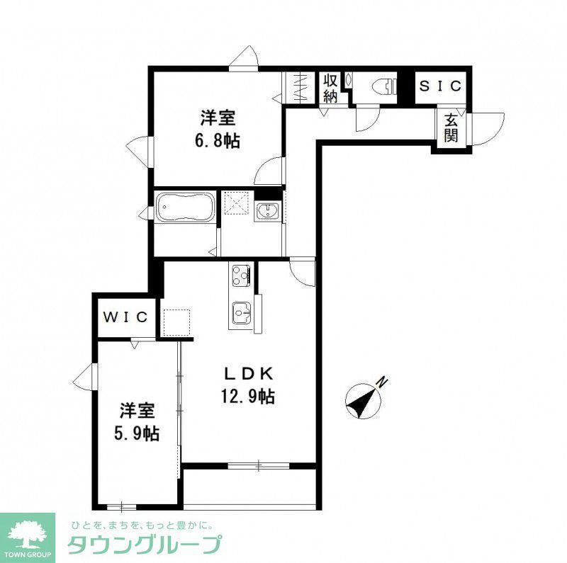Y・ノヴェルA棟(2LDK/3階)の間取り写真