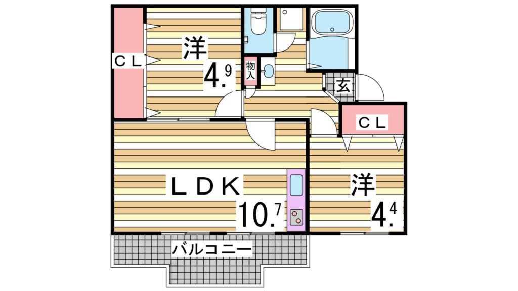 ロイヤルマンション1号棟(2LDK/4階)の間取り写真