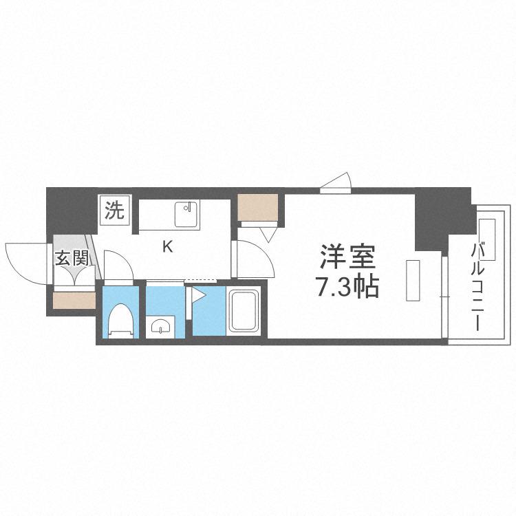 TLRレジデンス本町ウエスト(1K/14階)の間取り写真
