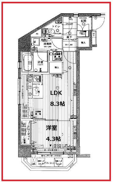 イデェオ東京(1LDK/6階)の間取り写真
