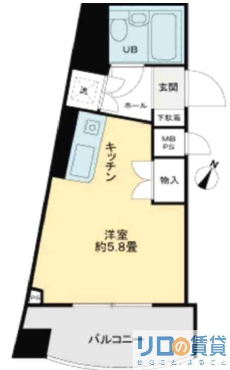 ライオンズマンション南方(ワンルーム/4階)の間取り写真