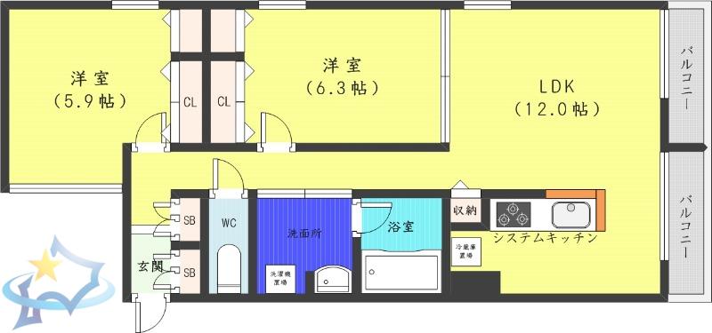 プルミエールメゾン南円山(2LDK/3階)の間取り写真