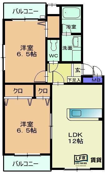 アヴァンティ高見MII(2LDK/1階)の間取り写真