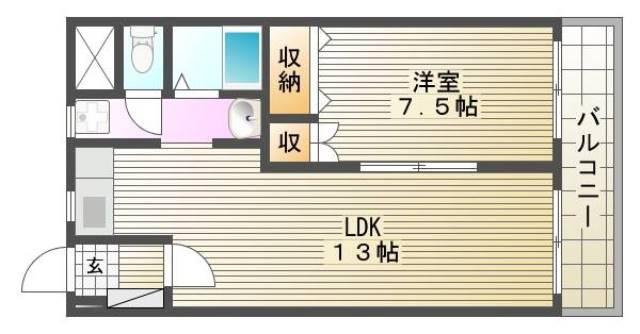 アイネスト宇多津(1LDK/2階)の間取り写真