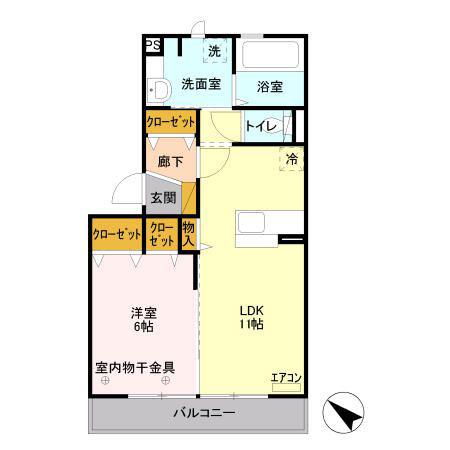 レグラス稲里 F(1LDK/3階)の間取り写真