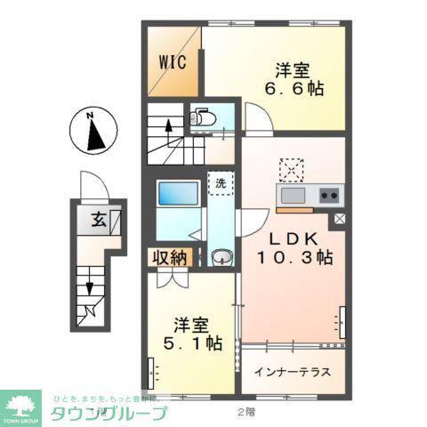 宇津木町アパート工事(2LDK/2階)の間取り写真