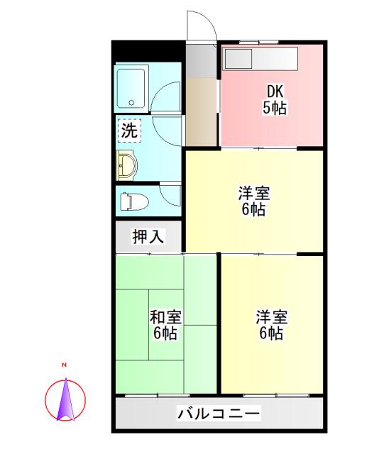 ドミール(3DK/3階)の間取り写真