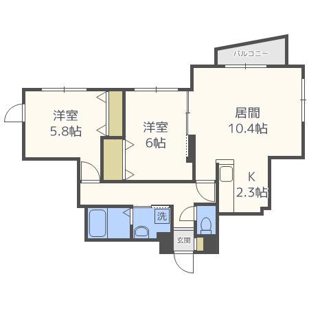 ファミリーコート新札幌(2LDK/2階)の間取り写真