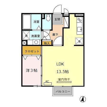 エスポワール 壱番館(1LDK/2階)の間取り写真