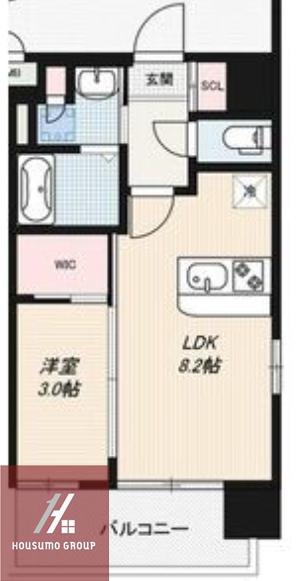 LUXE新大阪VI(1LDK/4階)の間取り写真